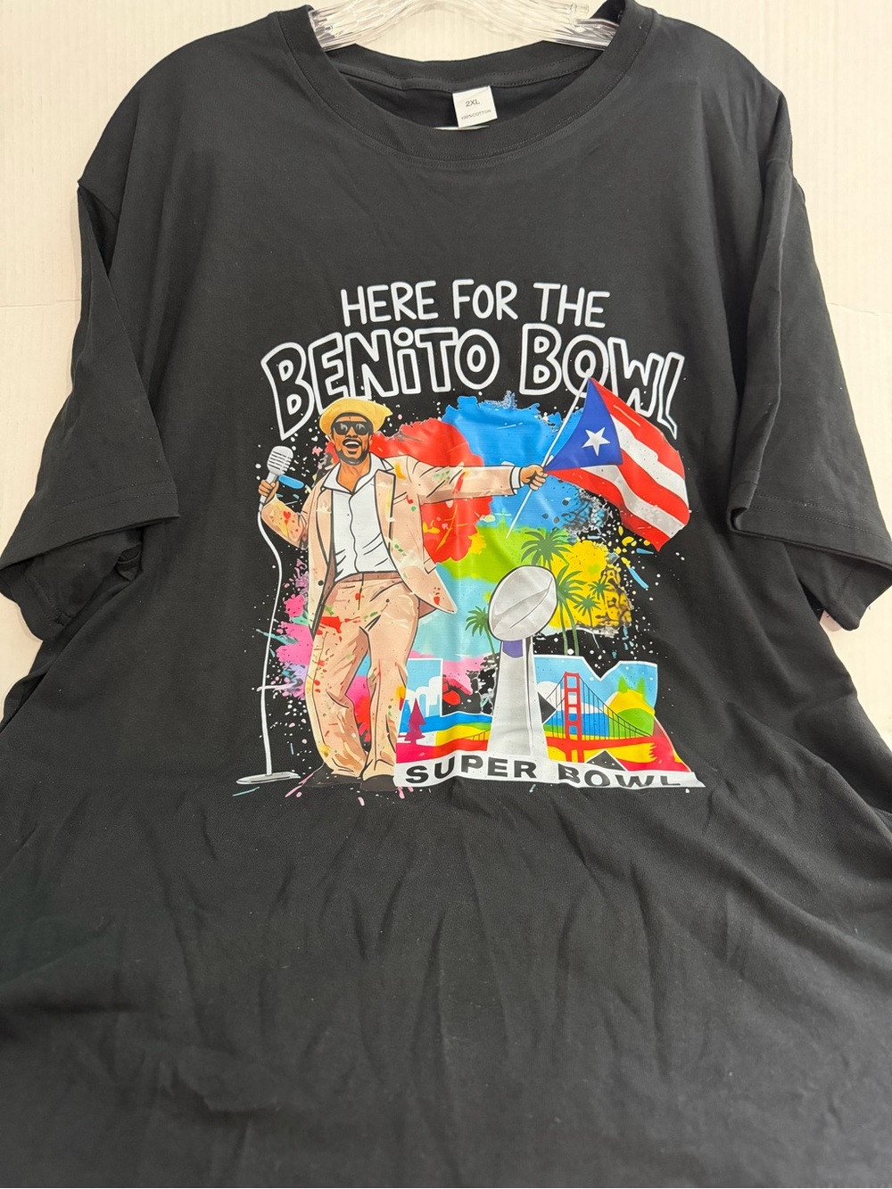 Black Graphic 'Here for the Benito Bowl' Super Bowl Men's T‑Shirt
